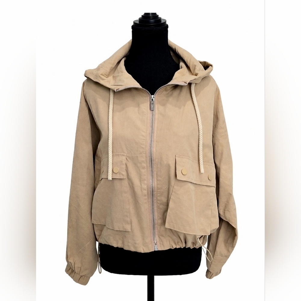 Dex Beige Hooded Utility Jacket for Women NWOT